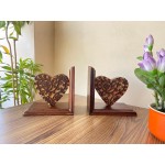 Heart Shape Wooden Designer Book Ends to Hold Books Decorative Bookends for Shelves Desk Bookshelf Bookend Holder Luxury Art Book Stand Retro Antique Style Bookshelf Bookcase Wooden,1 Pair - BY3Y2295O