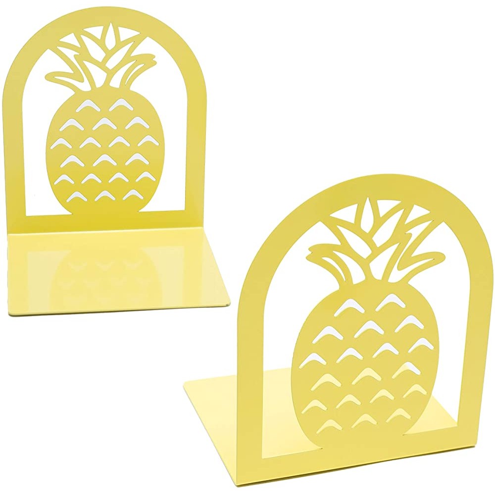 Hômbase Pineapple Heavy Duty Bookends Unique Decorative Heavy Bookends for Paperbacks Hardcovers Encyclopedias Cookbooks & More Book Ends Equipped with A Wide Base & Non-Slip Pads – Yellow - B6E1DX8TP