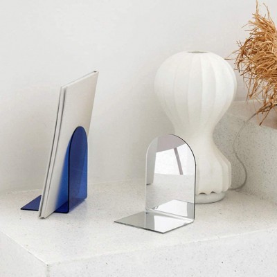 Home Decor Creative Craft Gifts for Men and Women Bookends Decorative Acrylic Bookends Clear Book Ends Blue Book Stopper Desktop Organizer Bookshelf Decor for Heavy Books Stationery Gift Bookends fo - BS1D1URSW