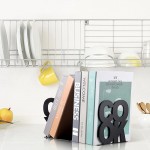 Hotop Book Ends Decorative Metal Bookends Supports for Book-Rack Desk Kitchen Book Shelf Holder for Shelves Distinctive Appearance Design Book Ends Metal Supports - BLJY6JY2A