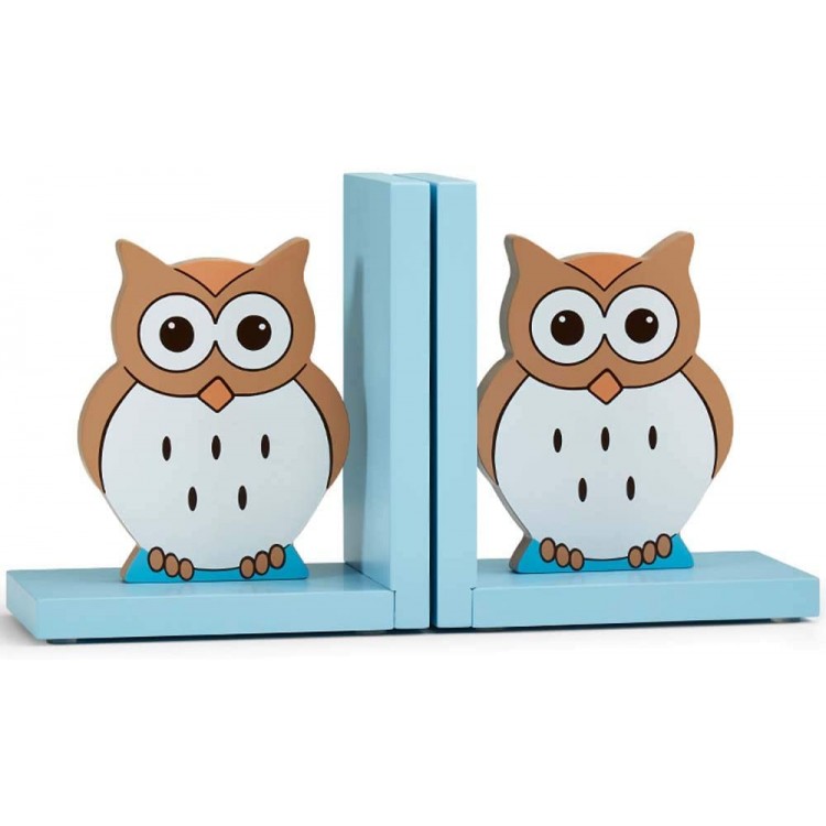 Kids Bookends Wooden Owl Decorative Bookends Blue Bookends for Nursery Room Children's Room Decor Kids Gift Idea Blue Owl - BV9C9GVVP