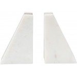 Main + Mesa Marble Geometric Bookends with Wood Inlay White Set of 3 - BD8712ZL1