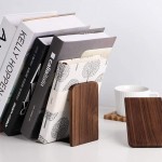 Muso Wood Book Ends for Shelves Non-Slip Bookends Heavy Duty Wooden Bookend Support for Books and Movies Walnut 1 Pair - B6NM7O8WF