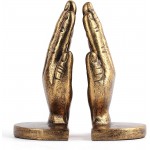 Mxarltr Decorative Bookends for Shelves Book Stoppers Heavy Duty for Home Office Decor 2 Piece Hand Book Support with Anti-Slip Base Modern Hand Shape Statues Figurines Book Holders Gold - BHIBGG1U6