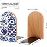 NFGSE Book Ends Various Abstract Navy Blue Pattern Design Art 2 Pcs 5 X 3 Inch Modern Home Decorative Bookends for Shelves Fashion Design Wood Book Stopper for Heavy Books Office School Home Kitchen - B2P55K1KO