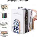 NFGSE Book Ends Various Abstract Navy Blue Pattern Design Art 2 Pcs 5 X 3 Inch Modern Home Decorative Bookends for Shelves Fashion Design Wood Book Stopper for Heavy Books Office School Home Kitchen - B2P55K1KO