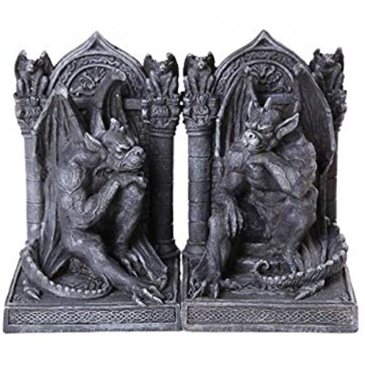 Pacific Giftware Gothic Thinker Gargoyle Sculpture Stone Finish Book Ends Set 6.75 Inches Tall - B6ZLD0ZTL