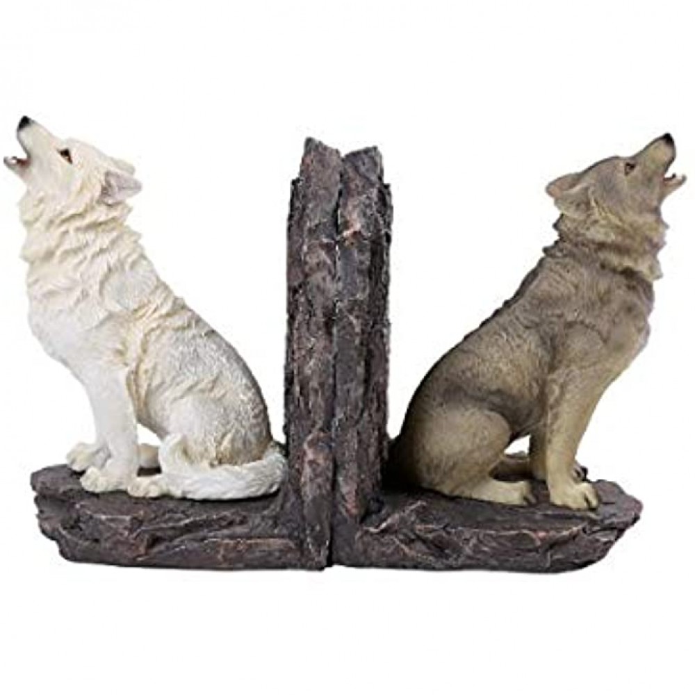 Pacific Giftware PT Howling Wolfs Decorative Resin Bookends Set - BNXNQ3AAB