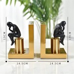 PWV Decorative Bookends Office Bookends Light Luxury Metal Electroplating Figure Thinker Bookend Ornament Modern Minimalist Decorative for Home Office - B718XOGLM