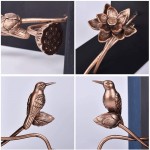 Rnwen Vintage Bookend 1 Pair Metal Desktop Bookends Lotus Flower and Bird Pattern Design Decorative Metal Book Ends Decorative Bookends Color : Bronze Size : Free Size - BQ490XI8N