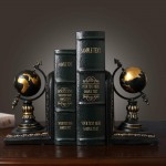TimeStamp Decorative Bookends,Rustic Unique Globe Book Ends Stoppers Holder Nonskid for Home Shelves,Polyresin,4.5 x 5 x 8 Inches,Set of 2 - BFO4EBXAZ