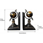 TSTSM 2PCS Rustic Globe Bookends Vintage Style Decorative Bookends World Globe Bookends Resin Globe Book Ends Supports for Heavy Books World,Nautical Books Holder - B64ZZFRHV
