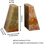 Whirl Green Onyx Wedge Shaped Natural Polished Marble Bookends - B5XG0L9RA