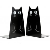 ZANZAN Cute Cat Book Ends Heavy Duty Nonskid Bookends Creative Art Decoration for Desktop,1 PairsBlack Yellow 5.5x4.1x8.4in Decorative bookends for Desk Color : Black - B6PV99QUF