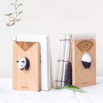 ZYLI Bookends for Shelves Wood Bookends Pack of 1 Pair Non-Skid Black Walnut Book Ends Cute Funny Panda Bookends for Shelves Office Book Stand Decor Decorative Bookends Color : Beech 1 Pair C - BUSXHJUC8