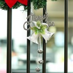 cnomg 2 pcs Metal Merry Christmas Bell Door Hanging Bell Ornament with Bow Bell Ornament Bell Tree Pendent for Christmas Tree Wreath Decoration DIY BellsSliver 2 - BAGD03REX