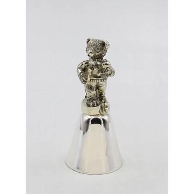 Fine Silver Plated Decorative Bell Back to School Teddy Holding Books and Apple Bell 4-1 8" H - BJ6EGGRBO