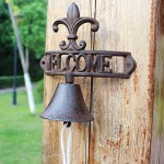 Heavy Duty Cast Iron Wall Bell Decorative Retro Style Wall Bell Indoor Outdoor Wall Mounted Dinner Bell Welcome Plaque Garden Home Wall Decoration - BETUPZ4EX
