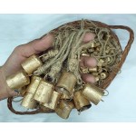 HIGHBIX 4cm Small Vintage Rustic Lucky Tin Metal Cow Bells Handmade Christmas Décor Bells on Jute Rope 30 Cylinder - BCVASOXKD