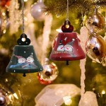 Metal Jingle Bell Christmas Ornaments 3x3 Rustic Bell Christmas Hanging Ornament with Hand Painted Snowman Pattern Decorative Christmas Bells Ornament Xmas Hanging Decoration Holiday Decor Set of 2 - B42WBAUJH