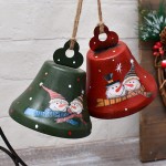 Metal Jingle Bell Christmas Ornaments 3x3 Rustic Bell Christmas Hanging Ornament with Hand Painted Snowman Pattern Decorative Christmas Bells Ornament Xmas Hanging Decoration Holiday Decor Set of 2 - B42WBAUJH