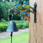 sleeri Cast Iron Decorative Door Bell Outside Door Decoration Hanging Hand Bell Cast Iron Dinner Bell for Outside Parrot Small Size Hanging Dinner Bell for Playhouse Outside Decoration - BPUQOTZNW