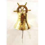 Solid Brass 8.5 Ship Wheel Bell Ring Home Kitchen Outdoor Indoor Door Bell Wall Hanging Home Decorative - BO5Z6U2NC