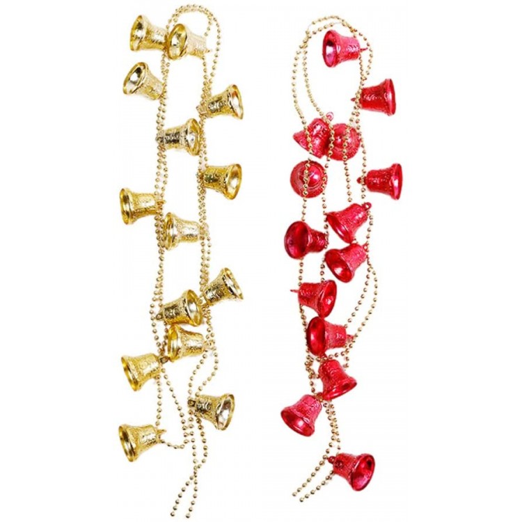 Toddmomy 2pcs Christmas Bells Garland Ornament Jingle Bells Christms Tree Hanging Decoration Decorative Bells Door Curtains for Craft Holiday Party Decor Red Golden - BOVKXS5G2