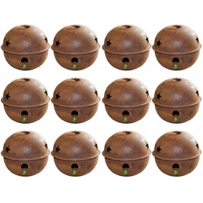 VALICLUD 24Pcs Christmas Iron Bells Five- Pointed Star Hole Bells Decorative Bells Vintage Small Bells Coffee - B72W7ATWS