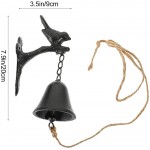 VOSAREA Heavy Duty Cast Iron Wall Bell- Decorative Retro Style Lovely Birds Hand Bell- Manually Shaking Wall Hanging Doorbell- Indoor Outdoor Wall Mounted Dinner Bell- Garden Home Wall Decoration - BBBCQTABF