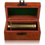 6 Inch Vintage Antique Handheld Adjustable Zoomable Monocular Nautical Brass Telescope Copper Finish in Hand Crafted Wooden Box Navy Pirate Navigation Spyglass Pirate Accessory Gifts for Teens - BKX6A9RAR