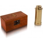 6 Inch Vintage Antique Handheld Adjustable Zoomable Monocular Nautical Brass Telescope Copper Finish in Hand Crafted Wooden Box Navy Pirate Navigation Spyglass Pirate Accessory Gifts for Teens - BKX6A9RAR