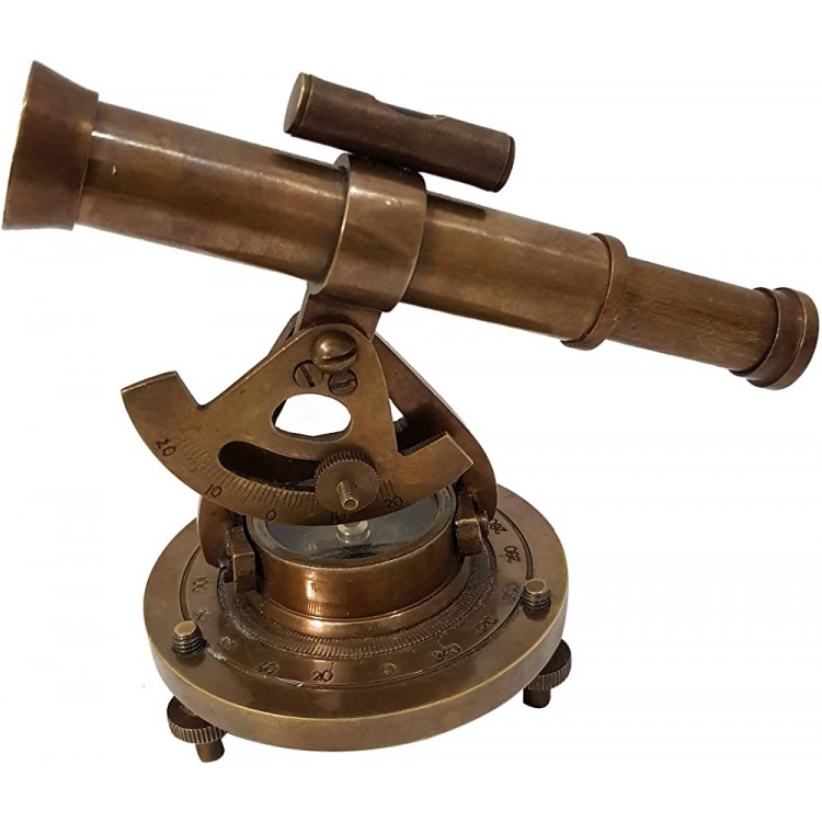 Antique Brass Nautical Alidade Telescope Compass Surveying Theodolite Marine Table Decor - BUWUF92BT