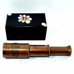 Antique Brass Vintage Spyglass with Wooden Box Collectible Telescope Handmade - B27W0GV9B