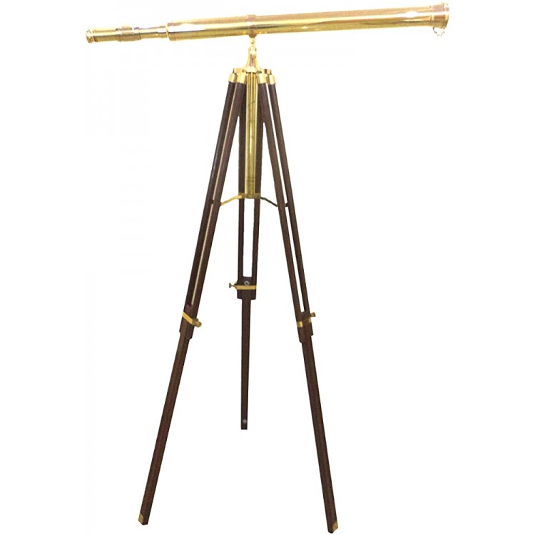Antique Solid Brass Nautical Port Marine Navy Telescope Single Barrel Brass Finish & Brown Single Barrel Telescope Height:65 Inches - BWJST9UA2