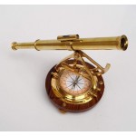 Antiques Art Brass Alidade Telescope Wooden Base Compass Transit Survey toll Surveying Instrument Home & Office Decor Gift Item - BXA9KL0X4
