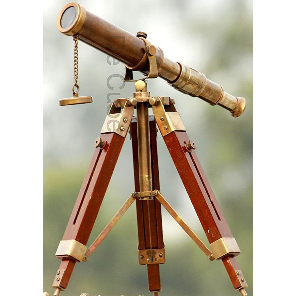 De Cube Vintage Brass Telescope with Best DF Lens and Adjustable Tripod Stand Makes it Perfect for Kids and Beginners Office Table Home Decor Ascent Collectible Antique Patina on Brass - BHWVQS52K