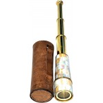 Decorative Telescope Antique Vintage Maritime Brass Marine Collapsible White Pirate Spyglass Nautical Telescope with Leather Case by HASSANHANDICRAFTS - BIX2MUFNC