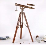 FMOGE Telescope Retro Home Decoration Ornaments Bracket-Style Retro Nostalgic Solid Wood Pure Copper Antique Tele for High-End Gifts Gifts Home Study Decorations Binoculars - BL6J39S5K