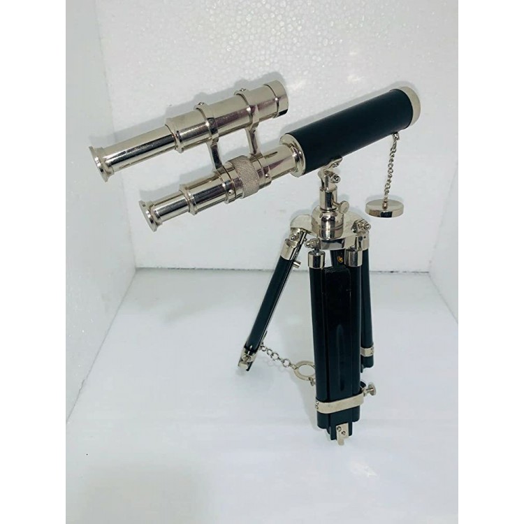 Nautical 9 inches Chrome & Black Table Tripod Telescope Decorative Item - B888RX3P7