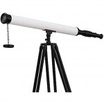 Nautical Brass 39 Inch Floor Standing Antique Telescope with Wooden Tripod Stand Decorative Gift Item - BIURSNT1Y