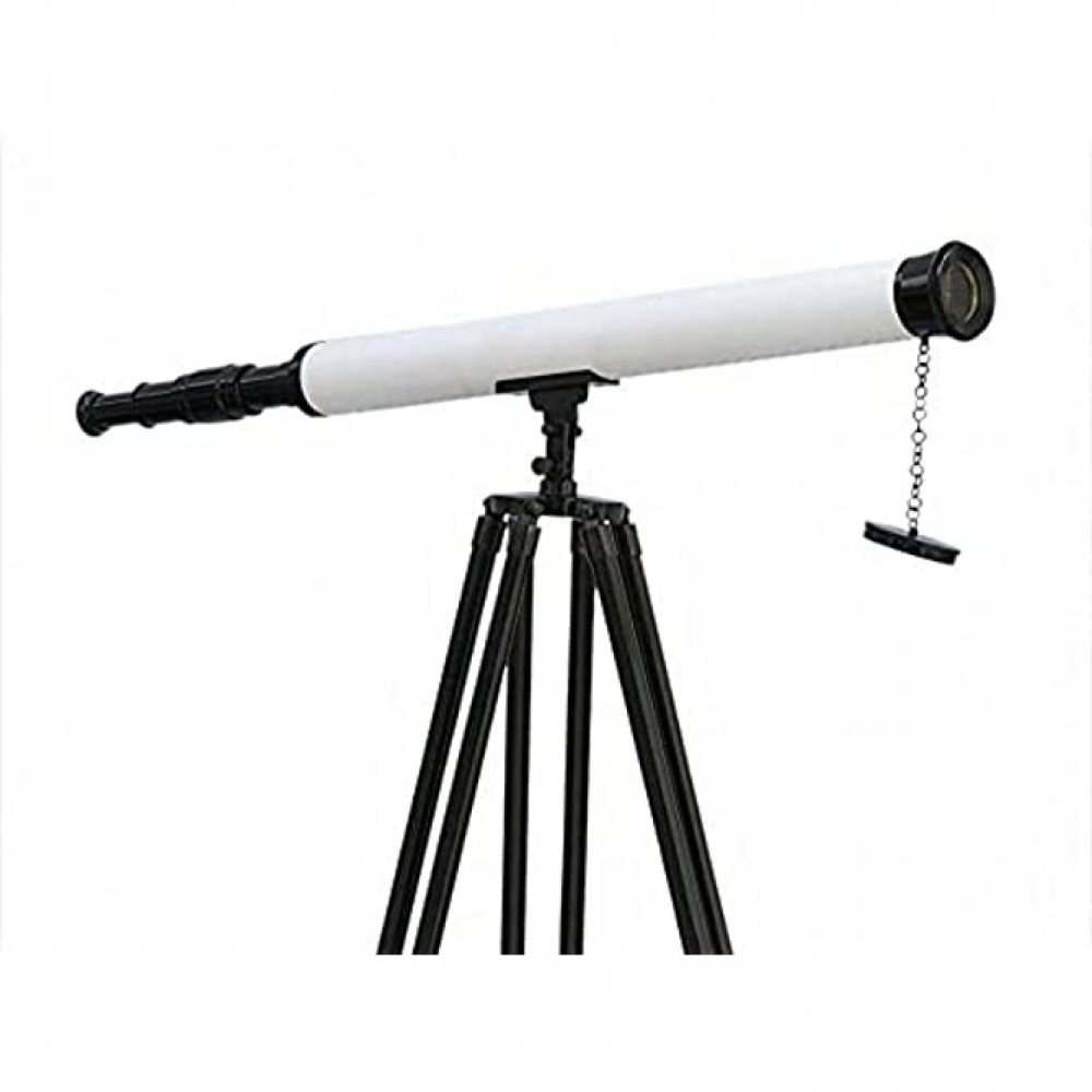 Nautical Brass 39 Inch Floor Standing Antique Telescope with Wooden Tripod Stand Decorative Gift Item - BIURSNT1Y
