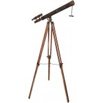 Nautical Master Harbor Floor Standing Telescope Texture Leather Wrapped Maritime Wooden Adjustable Tripod Stand Home Decor - B1UXUNGNG