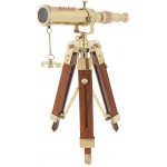 Piru Small 9 inch Size Brass Telescope with Tripod Stand. Desk Decor and Home Decor Item Decorative Showpiece 15 cm Brass Gold Brown - BY075VCPB