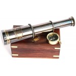 sadaf nautical store 6 Handheld Brass Telescope with Compass Pirate Navigation Wooden Box - BHYYZK45K