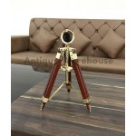 Solid Brass Telescope with Wooden Tripod Handmade Nautical Spyglass Marine Pirate Scope Home Balcony View Gift Decorative - BQ2OQ1TFH