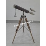 THORINSTRUMENTS with device Nautical Telescope Double Barrel Leather Desk Standing Tripod Telescope Spyglass - B36A81724