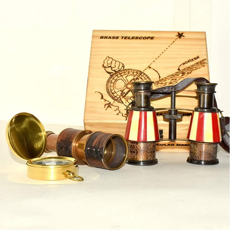 Vintage Brass Binocular Antique Folding Monocular Nautical Telescope Spyglass - BNZKHI5NK