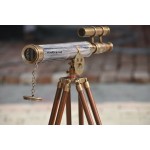 Vintage Brass Telescope 18 with Wooden Tripod Stand US Navy Marine Collectible Figurines Telescopes Best Gifts Collections Travel Outdoor Adventure by Antique MART - BJHR2LVIS
