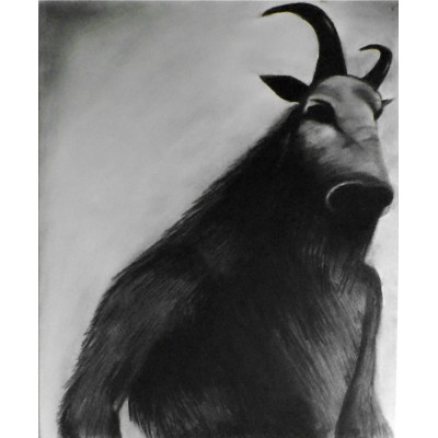 1-11x14 Faun Halloween Art Decor Demonic Dark Art Satanic Gothic Monster Drawing Macabre Beast Charcoal Art Wiccan and Goth Fine Art - BX3RHDKQ5
